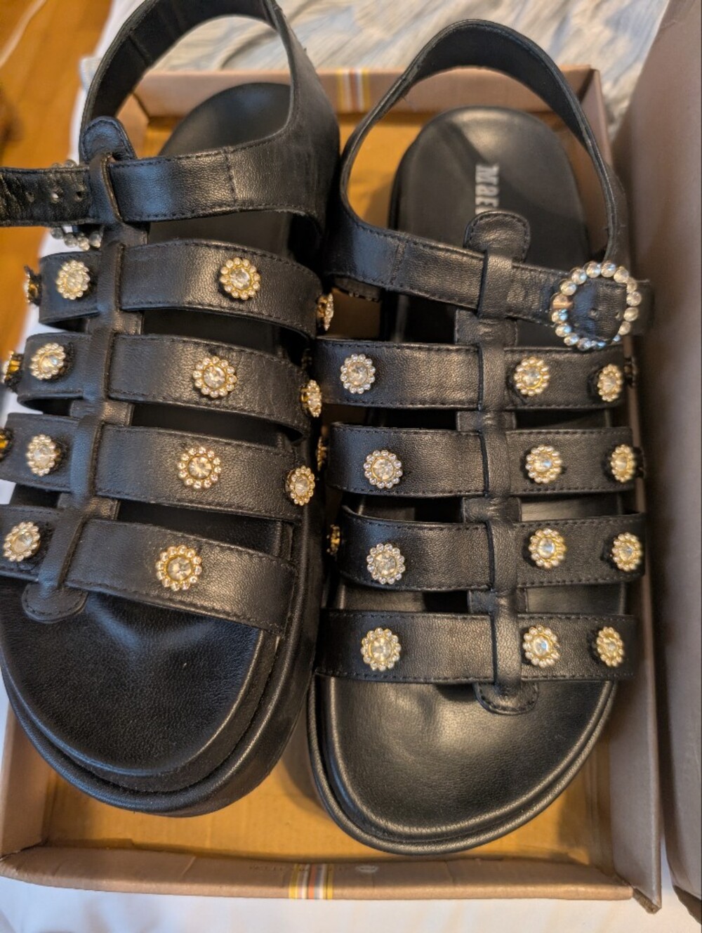 Anthropologie Maeve Leather Gladiator Sandals black 9.5/ Eu 40 Like New